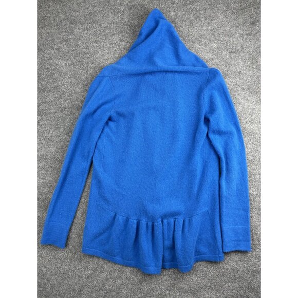 Lilly Pulitzer Sweater Womens Small Blue Cashmere Hooded Cardigan Ruffle Hem - Picture 8 of 8